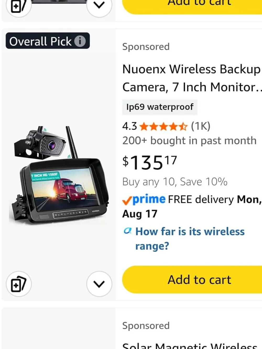 Nuoenx wireless backup camera